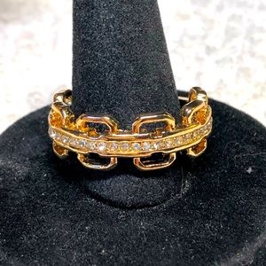 Mens gold plated  ring- cubic and open scroll work